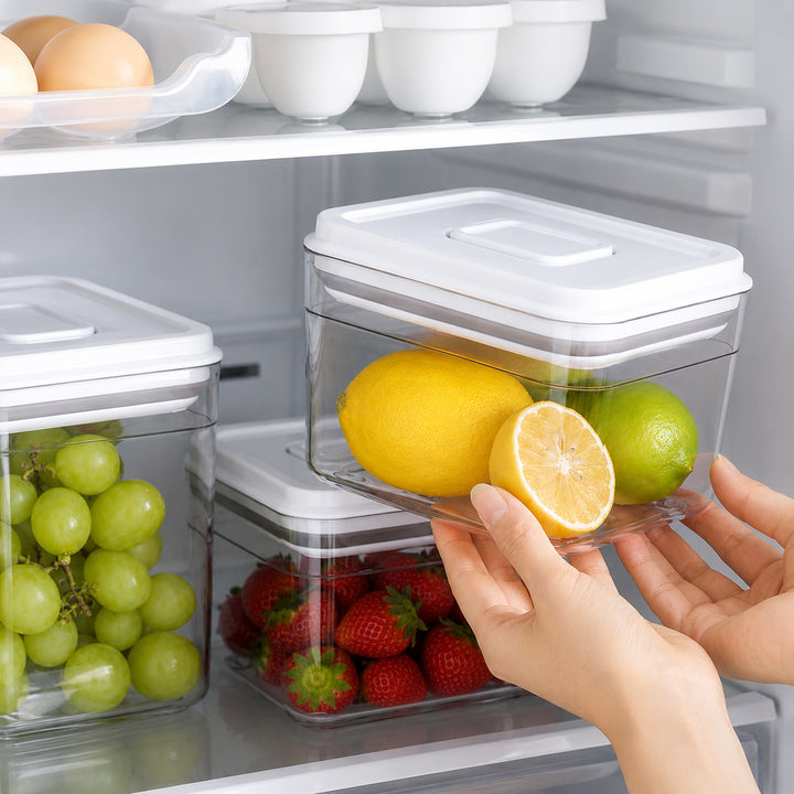 Airtight food storage container used for fresh food storage in the refrigerator