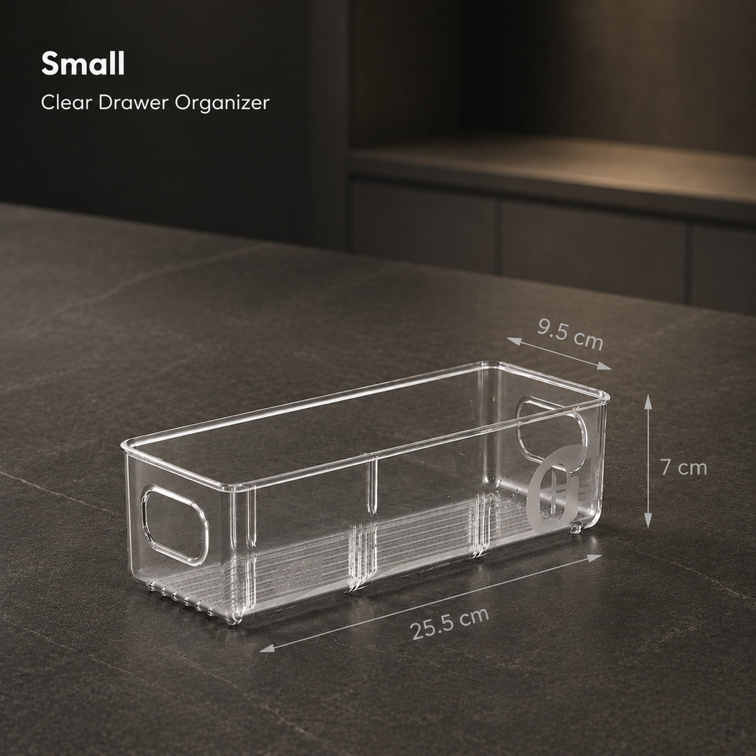 Clear Drawer Organizer - Small Size (25.5 × 9.5 × 7 cm)