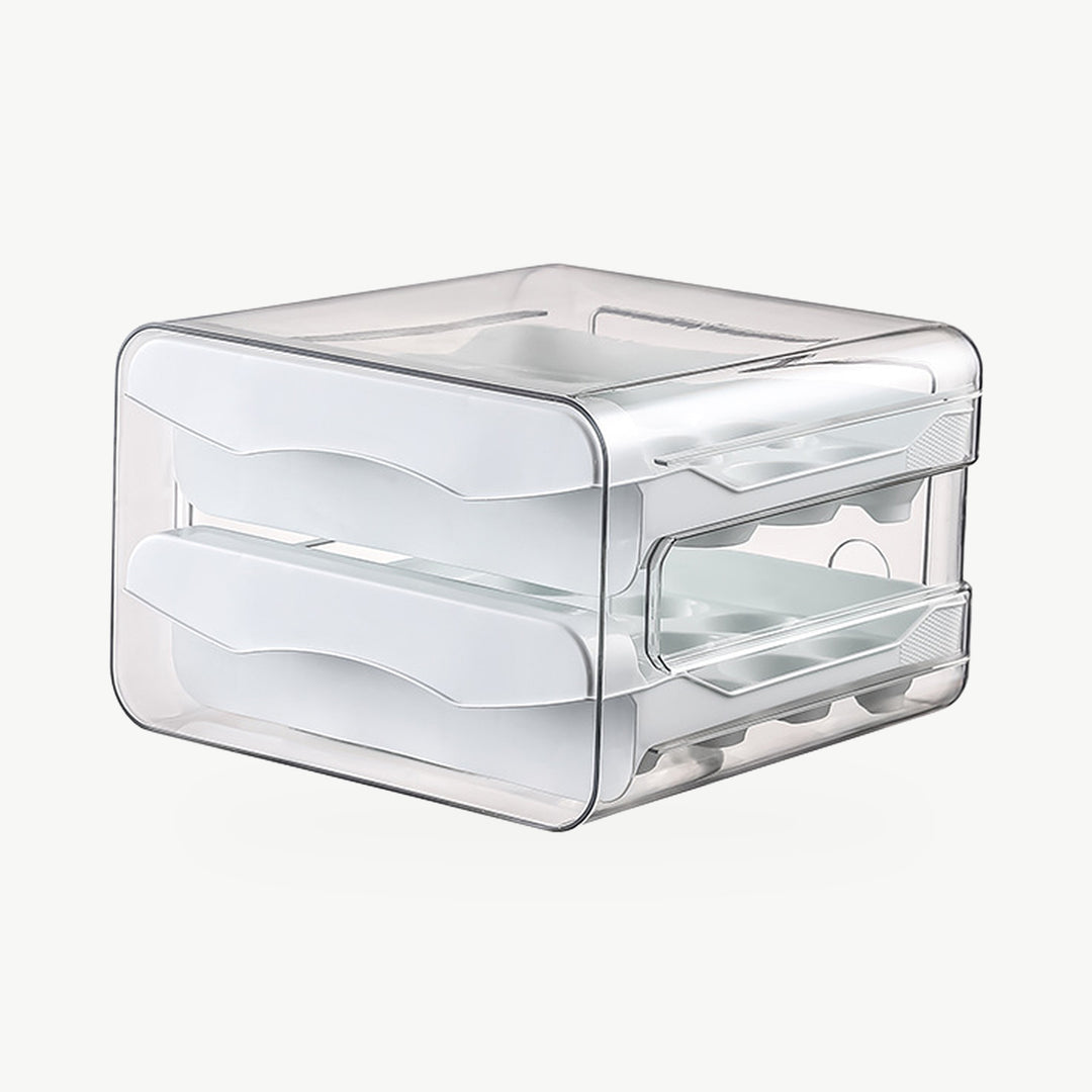Clear Refrigerator Egg Organizer with two pull-out drawers