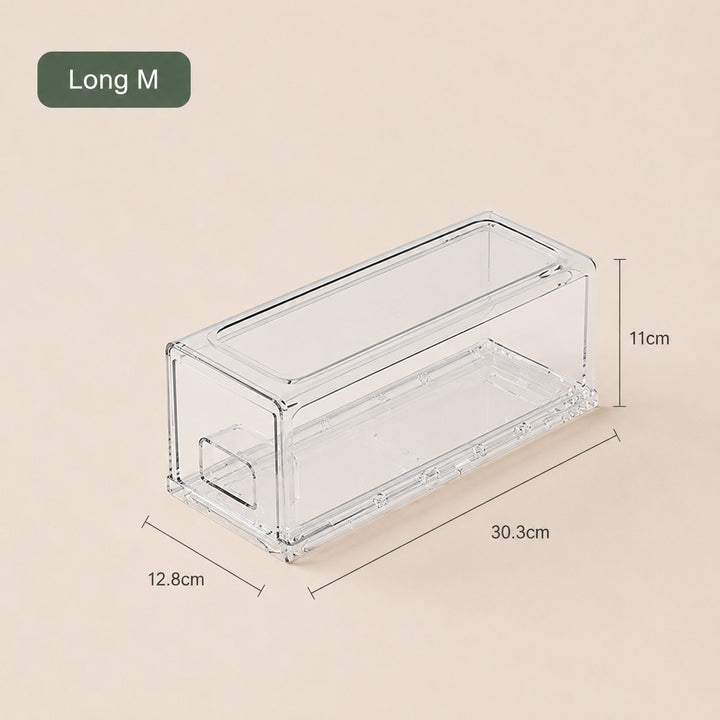 Clear Stackable Storage Drawers Long M size 30.3 × 12.8 × 11 cm