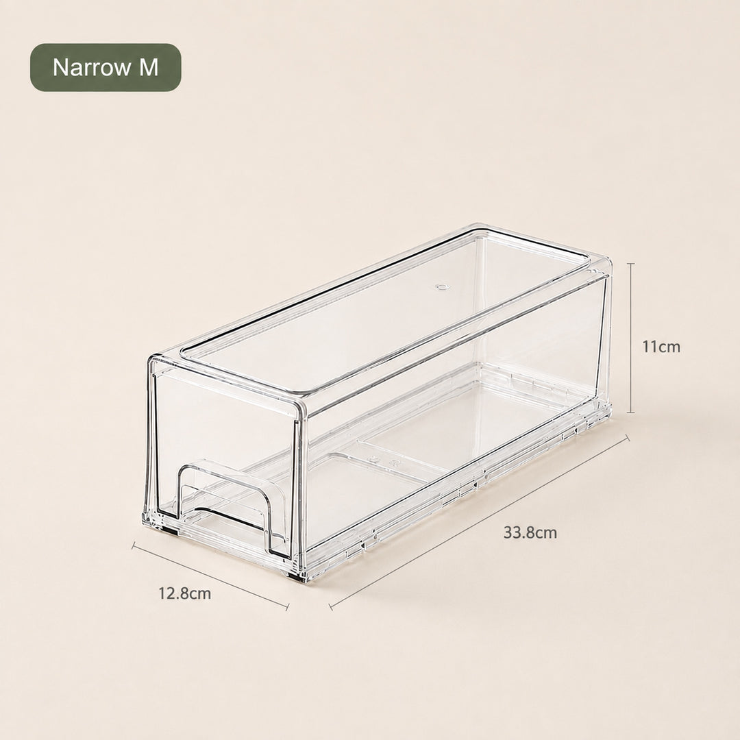 Clear Stackable Storage Drawers - Narrow M dimensions 33.8 × 12.8 × 11 cm (Clear)