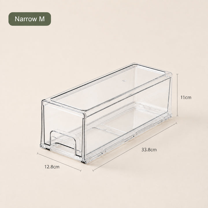 Clear Stackable Storage Drawers - Narrow M dimensions 33.8 × 12.8 × 11 cm (Clear)