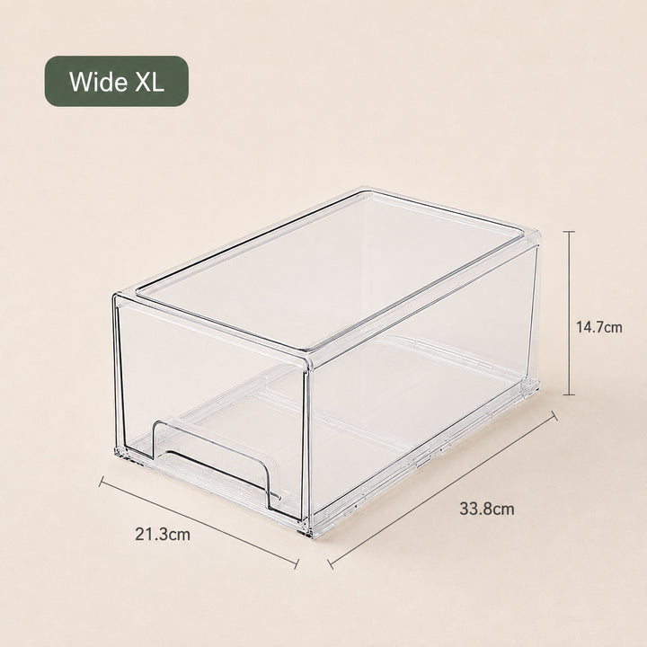 Clear Stackable Storage Drawers – Wide XL (33.8 × 21.3 × 14.7 cm), Clear