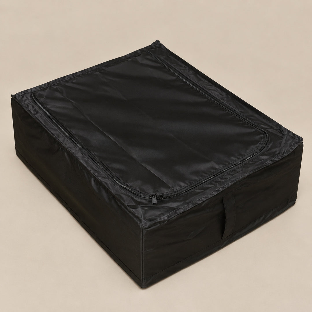 Black foldable under-bed storage organizer