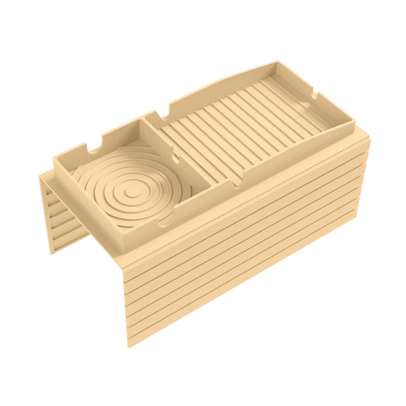 Beige Silicone Sofa Armrest Tray with integrated cup holder