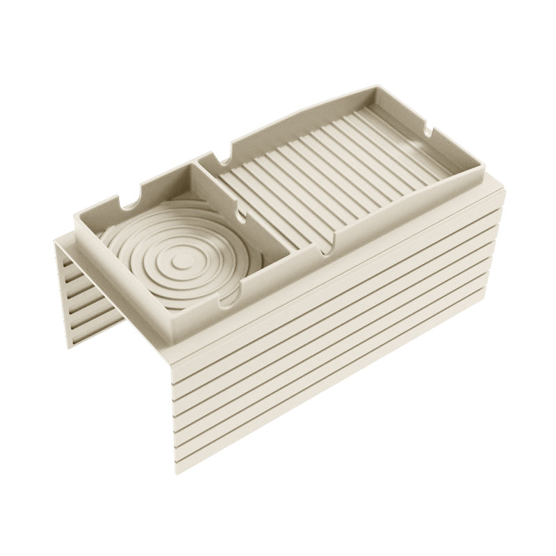 Off-White Silicone Sofa Armrest Tray with integrated cup holder